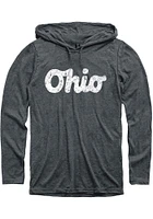 Ohio Mens Dark Grey Woodmark Script Long Sleeve Hoodie