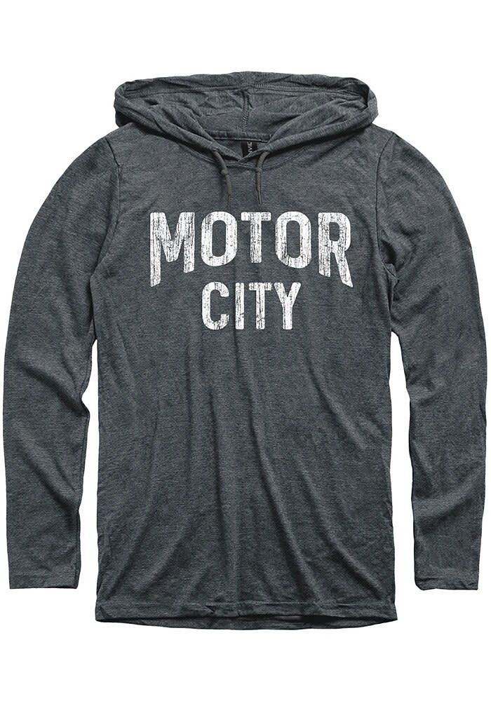 Detroit Mens Dark Grey Motor City Wordmark Long Sleeve Hoodie