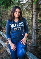 Detroit Mens Dark Grey Motor City Wordmark Long Sleeve Hoodie