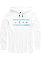 Chicago Mens White Flag Long Sleeve Hoodie