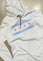 Chicago Mens White Flag Long Sleeve Hoodie