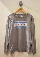 Chicago Mens Grey Flag Long Sleeve Crew Sweatshirt