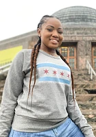 Chicago Mens Grey Flag Long Sleeve Crew Sweatshirt