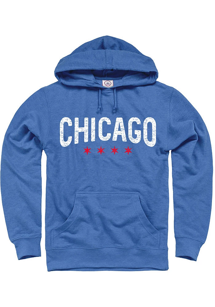 Chicago Mens Blue Wordmark Arch Long Sleeve Hoodie