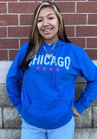 Chicago Mens Blue Wordmark Arch Long Sleeve Hoodie