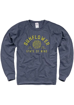Kansas Mens Navy Blue State of Mind Long Sleeve Crew Sweatshirt