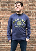 Kansas Mens Navy Blue State of Mind Long Sleeve Crew Sweatshirt