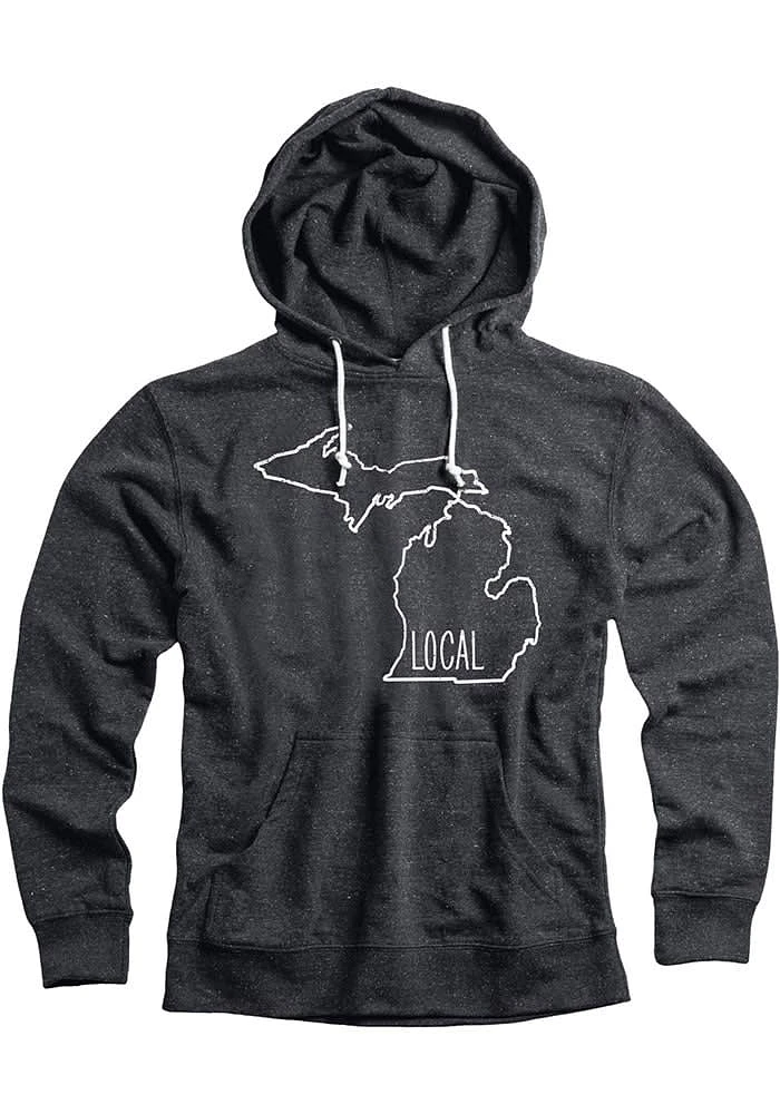 Michigan Mens Black State Local Long Sleeve Hoodie