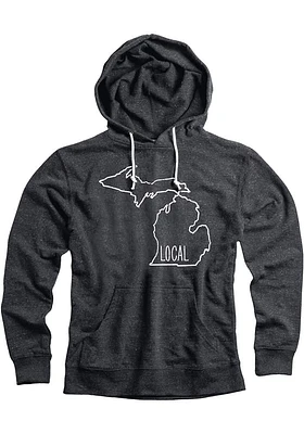 Michigan Mens Black State Local Long Sleeve Hoodie