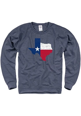 Texas Mens Navy Blue Flag Long Sleeve Crew Sweatshirt