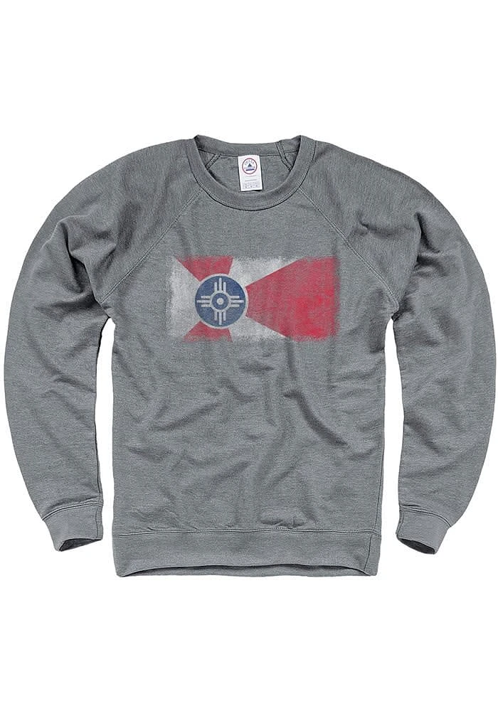 Wichita Mens Grey Flag Long Sleeve Crew Sweatshirt