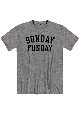 RALLY Grey Sunday Funday Short Sleeve Fashion T Shirt