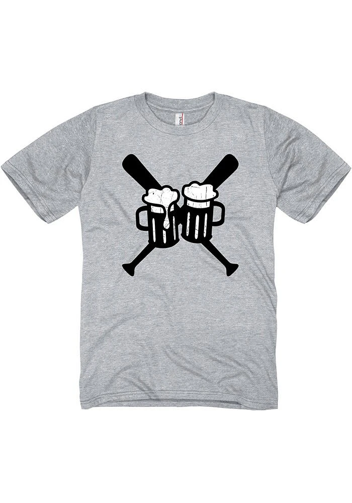 RALLY Grey Beers and Bats Short Sleeve Fashion T Shirt