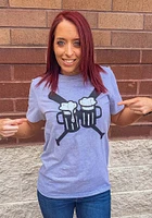 RALLY Grey Beers and Bats Short Sleeve Fashion T Shirt
