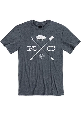 Kansas City Navy Blue KC BBQ Crossing Short Sleeve Fashion T Shirt