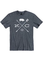 Kansas City Navy Blue KC BBQ Crossing Short Sleeve Fashion T Shirt