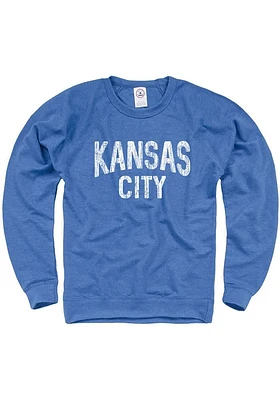 Rally Kansas City Mens Blue Wordmark Long Sleeve Crew Sweatshirt