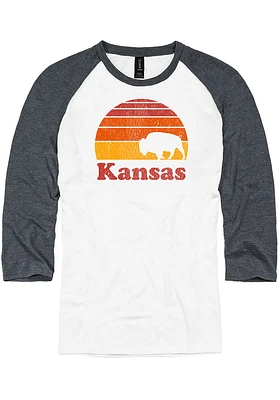 Kansas White Sunset Icon Long Sleeve Fashion T Shirt