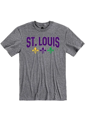 Rally St Louis Grey Mardi Gras Short Sleeve Fashion T Shirt