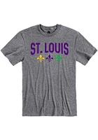 Rally St Louis Grey Mardi Gras Short Sleeve Fashion T Shirt