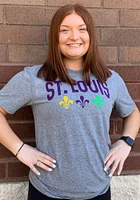 Rally St Louis Grey Mardi Gras Short Sleeve Fashion T Shirt