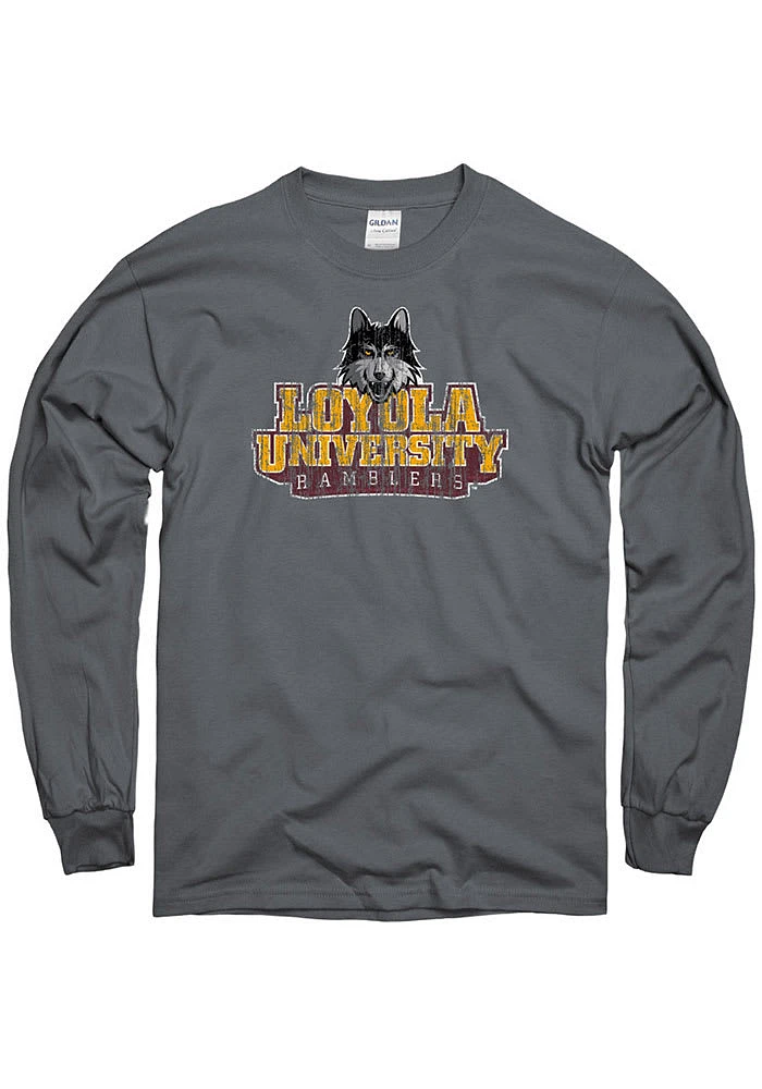 Loyola Ramblers Charcoal Big Logo Long Sleeve T Shirt