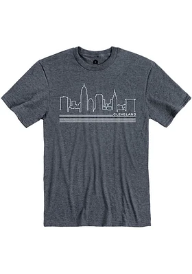 Rally Cleveland Navy Blue Skyline Short Sleeve Fashion T Shirt