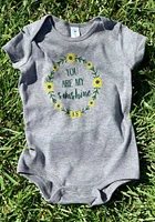 Kansas Baby Grey Sunflower Sunshine Short Sleeve One Piece