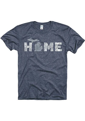 Rally Michigan Navy Blue Wood Grain Home Short Sleeve Fashion T Shirt