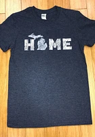 Rally Michigan Navy Blue Wood Grain Home Short Sleeve Fashion T Shirt