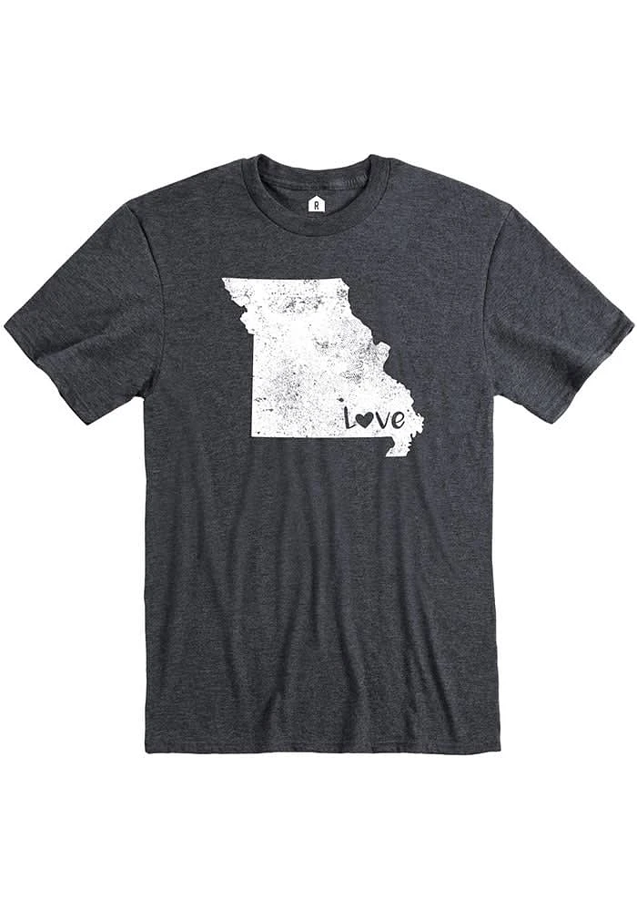 Rally Missouri Grey State Shape Love Short Sleeve Fashion T Shirt