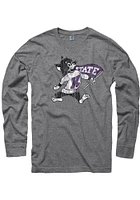 K-State Wildcats Grey Distressed Long Sleeve T Shirt