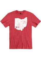 Ohio  Red State Shape Love Short Sleeve T Shirt