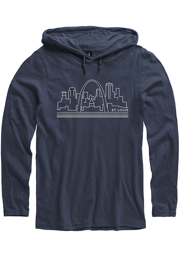 St Louis Mens Navy Blue Skyline Long Sleeve Hoodie