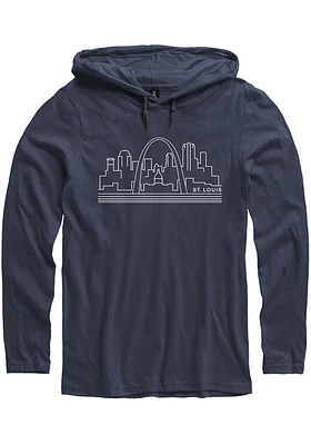 St Louis Mens Navy Blue Skyline Long Sleeve Hoodie