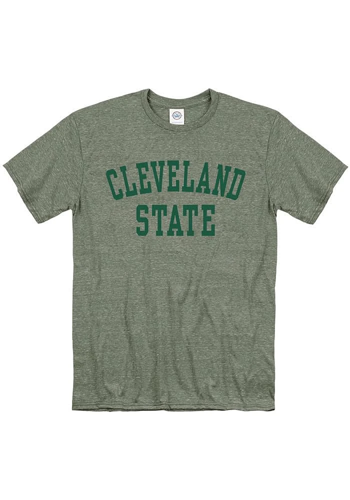 Cleveland State Vikings Green Snow Heather Team Name Short Sleeve T Shirt