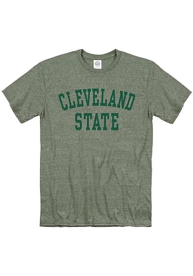 Cleveland State Vikings Green Snow Heather Team Name Short Sleeve T Shirt