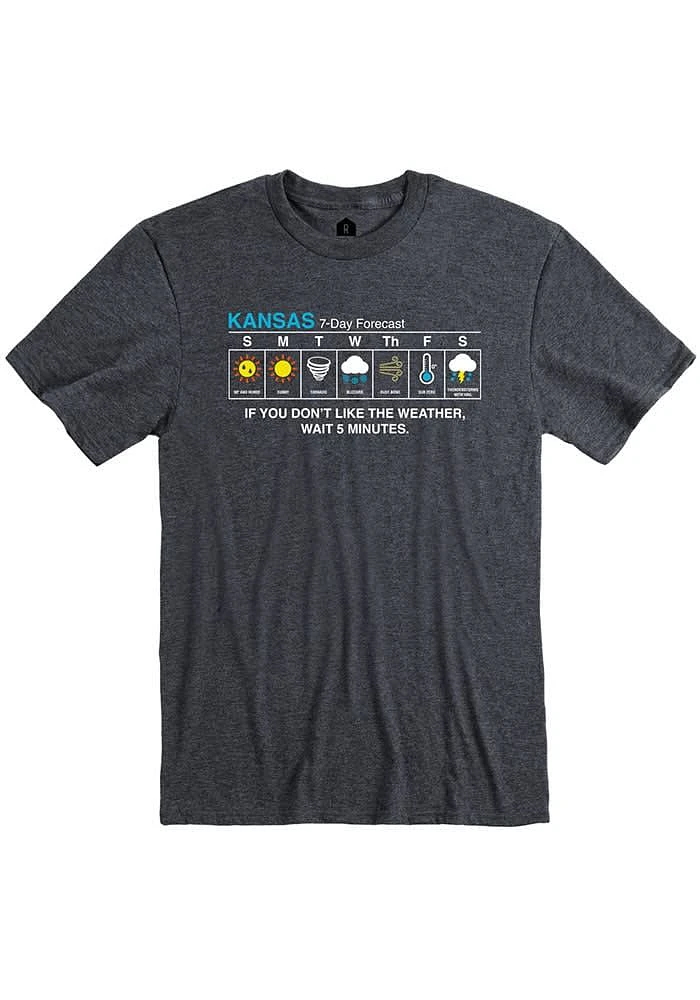 Rally Kansas Grey Weather Forecast Short Sleeve Fashion T Shirt