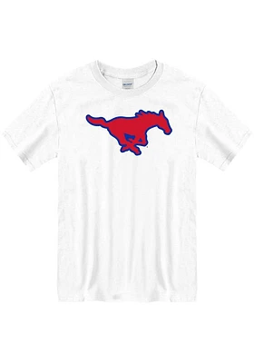 SMU Mustangs White Large Mascot Short Sleeve T Shirt