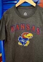 Rally Kansas Jayhawks Grey Arch Mascot Short Sleeve Fashion T Shirt