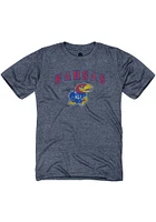 Rally Kansas Jayhawks Navy Blue Arch Mascot Short Sleeve Fashion T Shirt
