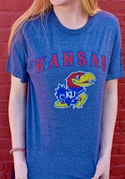 Rally Kansas Jayhawks Navy Blue Arch Mascot Short Sleeve Fashion T Shirt