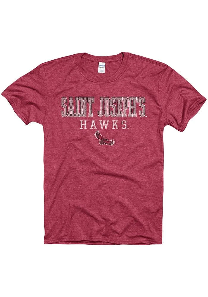 Saint Josephs Hawks Cardinal Worn Short Sleeve T Shirt