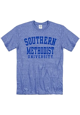 SMU Mustangs Blue Snow Heather Team Name Short Sleeve T Shirt