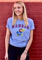 Rally Kansas Jayhawks Blue Arch Mascot Short Sleeve Fashion T Shirt