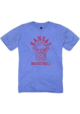 Rally Kansas Jayhawks Blue Retro Basketball Short Sleeve T Shirt