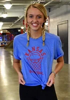 Rally Kansas Jayhawks Blue Retro Basketball Short Sleeve T Shirt