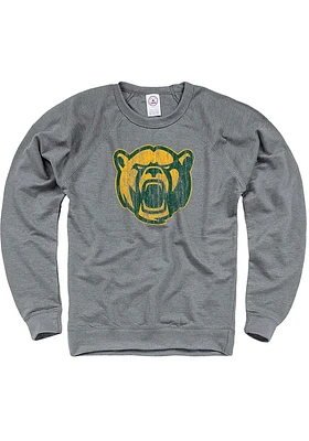 Baylor Bears Mens Grey French Terry Distress Big Logo Long Sleeve Crew Sweatshirt