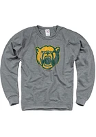 Baylor Bears Mens Grey French Terry Distress Big Logo Long Sleeve Crew Sweatshirt