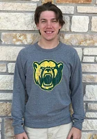 Baylor Bears Mens Grey French Terry Distress Big Logo Long Sleeve Crew Sweatshirt